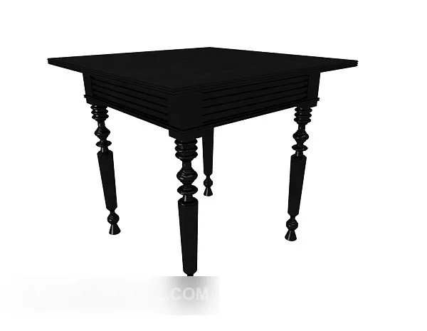 Black Home Solid Wood Side Table 3d model Black Home Solid Wood Side Table 3d model
