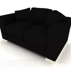 Black Home Wooden Double Sofa 3d model