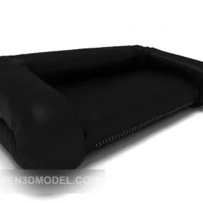 Black Leather Minimalist Sofa 3d model