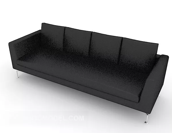 Black Leather Multiplayer Sofa Decor 3d model Black Leather Multiplayer Sofa Decor 3d model
