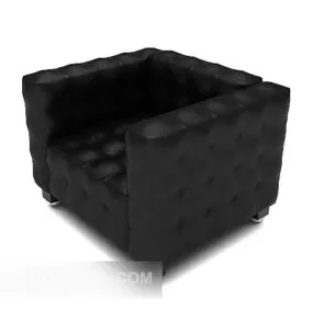 Black Leather Single Sofa 3d model