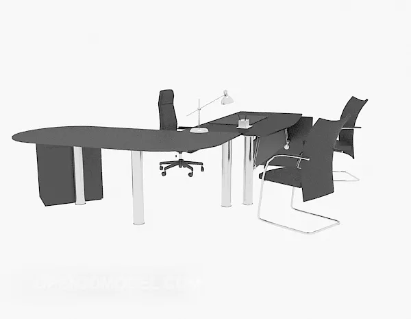 Black Minimalist Desk And Chairs 3d model Black Minimalist Desk And Chairs 3d model