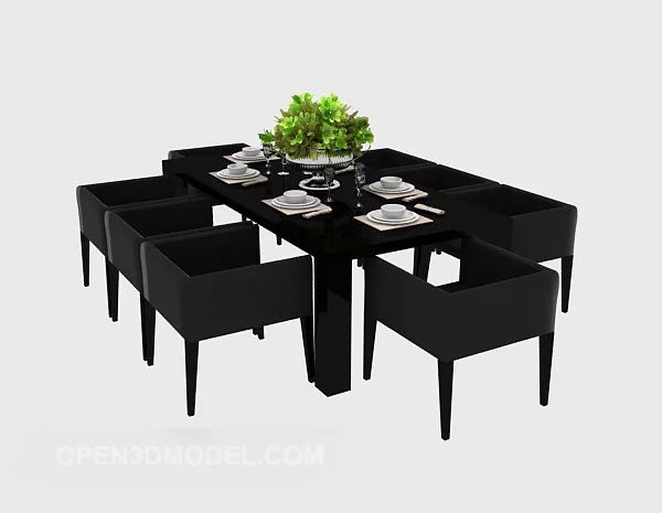 Black Minimalist Dining Table And Chair 3d model Black Minimalist Dining Table And Chair 3d model