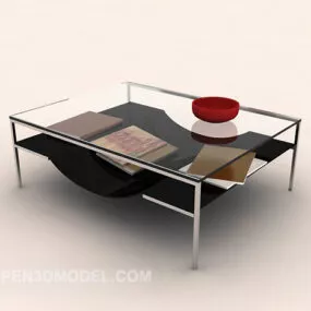Black Minimalist Glass Coffee Table 3d model