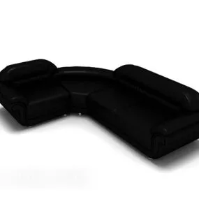 Black Modern Leather Sofa 3d model