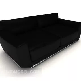 Black Modern Simple Double Sofa 3d model