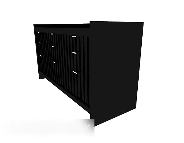Minimalist Locker Wooden With Brass Handle 3d model