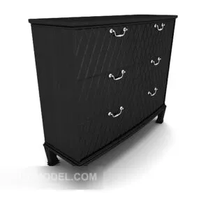 Black New Chinese Side Cabinet 3d model