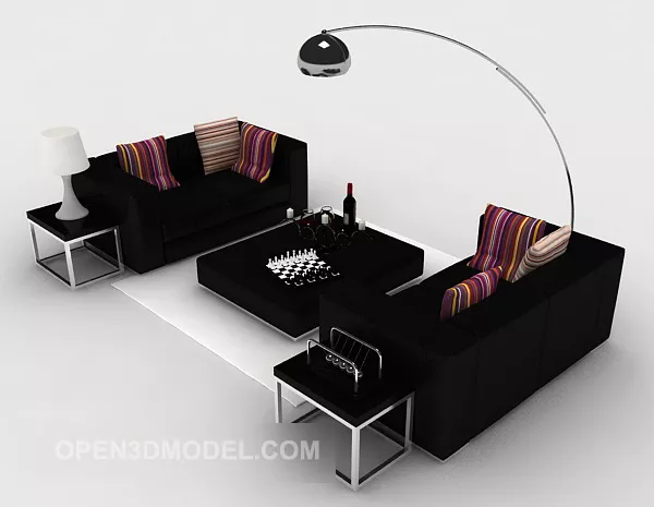 Black Office Combination Sofa 3d model Black Office Combination Sofa 3d model