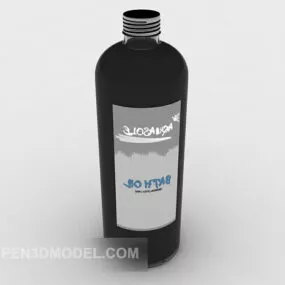 Black Plastic Bottle 3d model