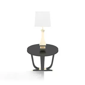 Black Round Side Table 3d model