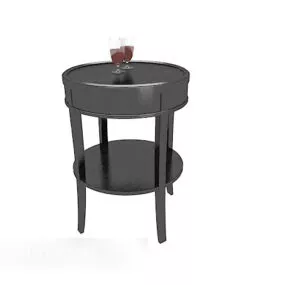 Black Round Small Side Table 3d model