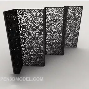 Black Carved Screen Partition 3d model