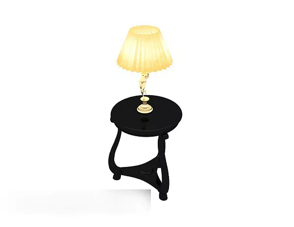Black Side Table Coffee Table With Lamp 3d model Black Side Table Coffee Table With Lamp 3d model