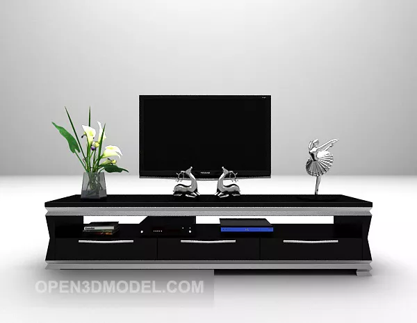 Black Color Simple Tv Cabinet 3d model Black Color Simple Tv Cabinet 3d model