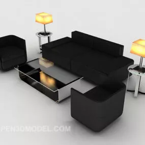 Black Simple Business Combination Sofa 3d model