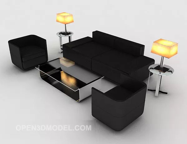 Black Simple Business Combination Sofa 3d model Black Simple Business Combination Sofa 3d model