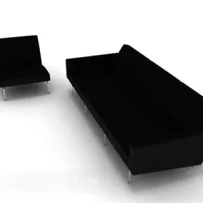 Black Simple Sofa Set 3d model
