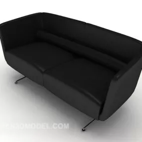 Black Simple Double Sofa 3d model