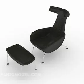 Black Simple Lounge Chair Stool 3d model