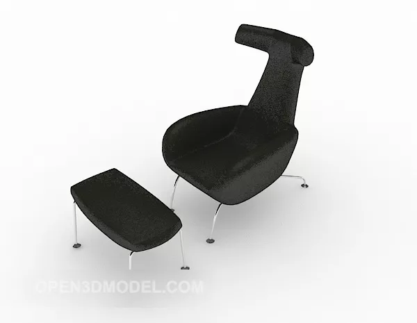 Black Simple Lounge Chair Stool 3d model Black Simple Lounge Chair Stool 3d model