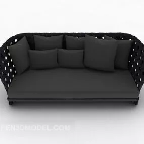Black Simple Multiplayer Sofa Furniture 3d model