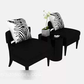 Black Single Sofa Modern Style 3d model