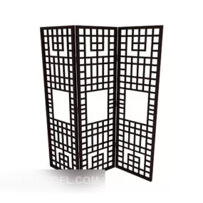 Black Simple Solid Wood Screen 3d model