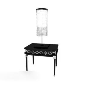 Black Simple Solid Wood Side Table 3d model