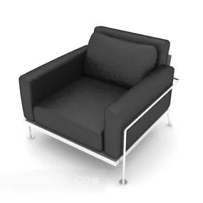 Black Single Leather Lounge Chair 3d model