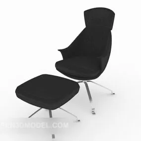 Black Single Lounge Chair Leather 3d model