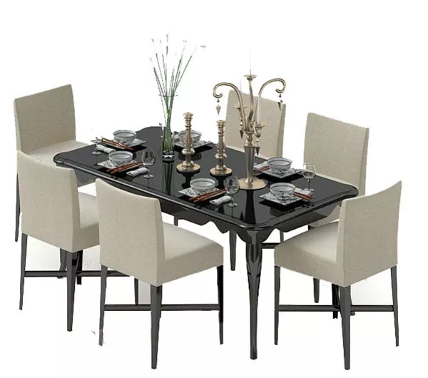 Dinning Table With Six Chairs 3d model Dinning Table With Six Chairs 3d model