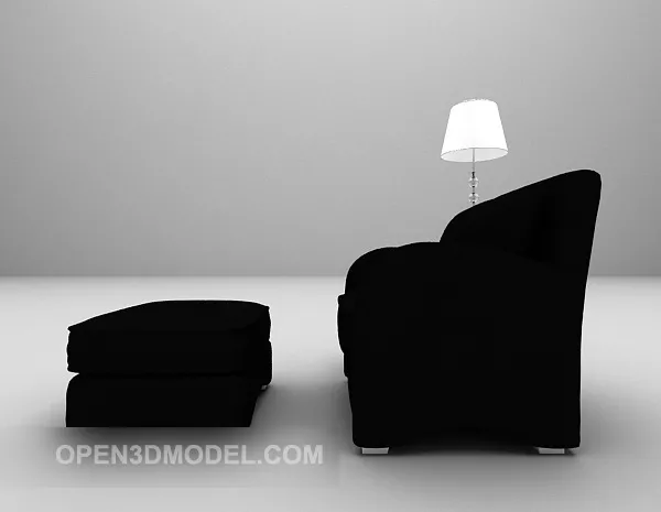 Black Leather Sofa With Floor Lamp 3d model Black Leather Sofa With Floor Lamp 3d model