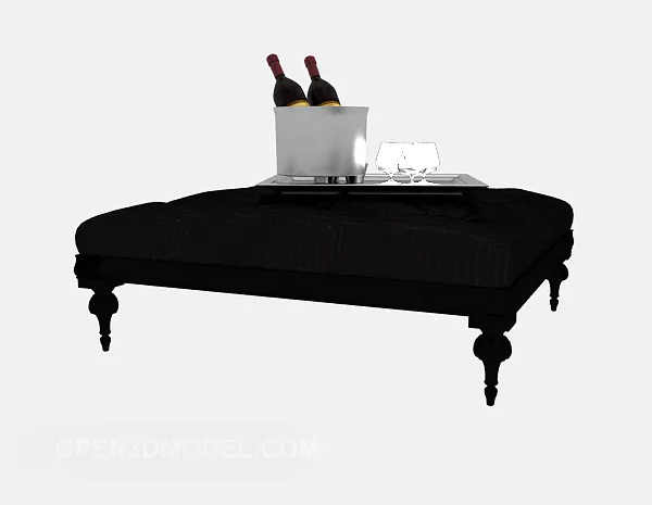 Black Sofa Stool Antique Style 3d model Black Sofa Stool Antique Style 3d model