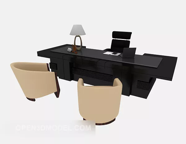 Black Solid Wood Desk 3d model Black Solid Wood Desk 3d model