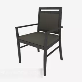 Black Solid Wood Home Chair 3d model