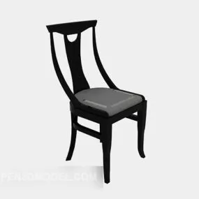 Black Solid Wood Lounge Chair 3d model