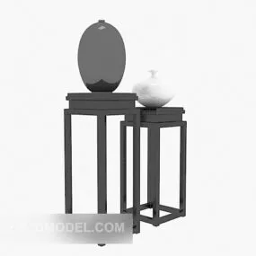 Black Solid Wood Rack 3d model