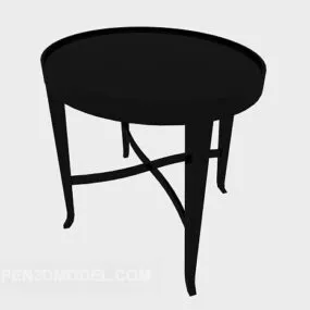 Black Solid Wood Side Table 3d model