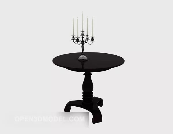 Black Solid Wood Sofa Side Table 3d model Black Solid Wood Sofa Side Table 3d model