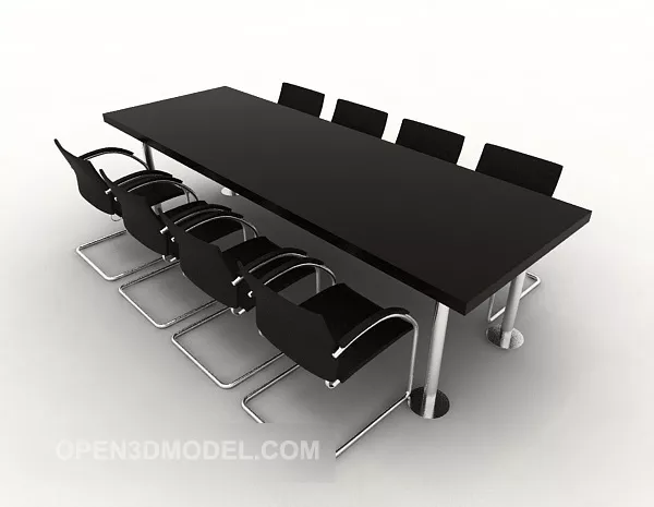 Black Solid Wood Table And Chair 3d model Black Solid Wood Table And Chair 3d model