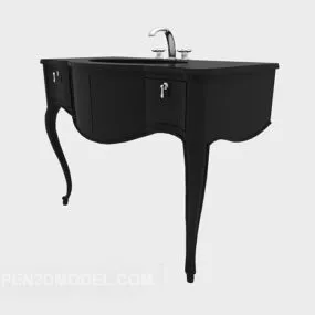 Black Solid Wood Washbasin 3d model