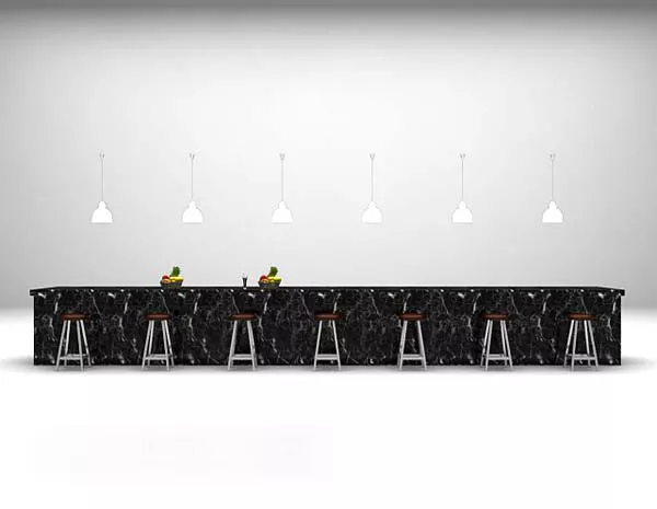 Black Stone Long Table And Chairs 3d model Black Stone Long Table And Chairs 3d model