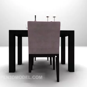 Tea Black Table And Chair 3d model