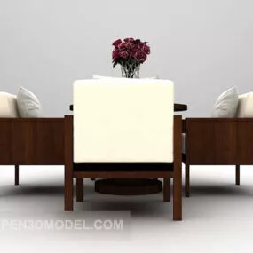 Black Table And Chair Set Modern Style 3d model