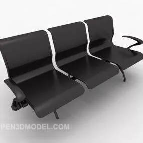 Black Three-person Lounge Chair 3d model