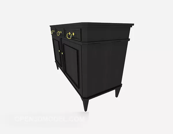 Black Utility Side Cabinet 3d model Black Utility Side Cabinet 3d model