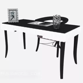 Black Wood Simple Desk 3d model