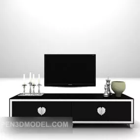 Elegant Black Wooden Tv Cabinet 3d model