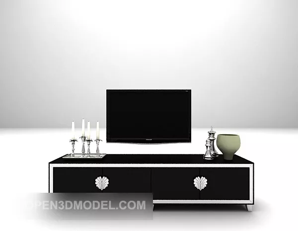 Elegant Black Wooden Tv Cabinet 3d model Elegant Black Wooden Tv Cabinet 3d model
